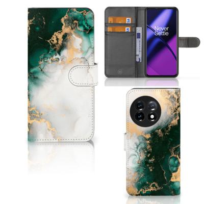 Bookcase voor OnePlus 11 Marmer Groen