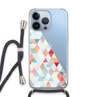 Gekleurde driehoekjes pastel: iPhone 13 Pro Transparant Hoesje met koord