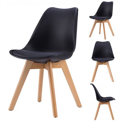 Viking Choice  Eetkamer stoelen set - 4 keuken stoelen - zwart kunstleer - 50x50x82 cm