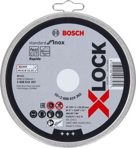 Bosch Accessoires X-LOCK Slijpschijf Standard for Inox 125x1x22.23mm, recht - 25 stuk(s) - 2608619262