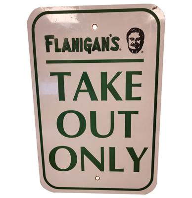 Flanigan's Take Out Only Metalen Straatbord - Origineel - 44 x 30 cm