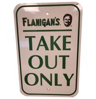 Flanigan's Take Out Only Metalen Straatbord - Origineel - 44 x 30 cm