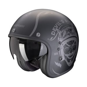 SCORPION Belfast Evo Romeo Mat, Jethelm of scooter helm, Zwart-Zilver