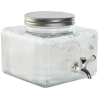 Drank dispenser Beverages Fridge Tap - 3 Liter - bewerkt glas/metaal - tapkraan/deksel