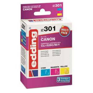 Edding Inktcartridge vervangt Canon CLI-526C, CLI-526M, CLI-526Y Compatibel Combipack Cyaan, Magenta, Geel EDD-301 18-301