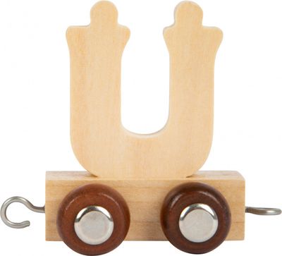 Small Foot lettertrein Ü junior 5 x 3,5 cm hout beige/bruin