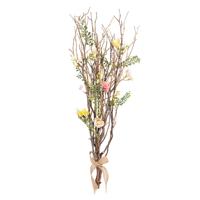 Kunst paastakken met bloemen - 78 cm - lente/paasdecoratie - siertakken/paas tak