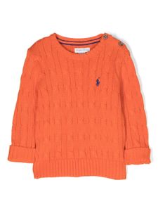 Ralph Lauren Kids pull Polo-Pony en maille torsadée - Orange