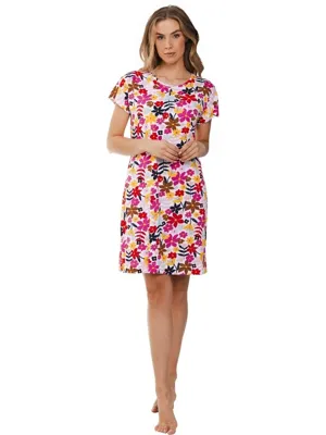 Dames nachthemd - Korte mouw - Flowers - 38 - Roze - 38 - 38 - 38 - 38 - 38 - 38 - 38 - 38 - 38 - 38