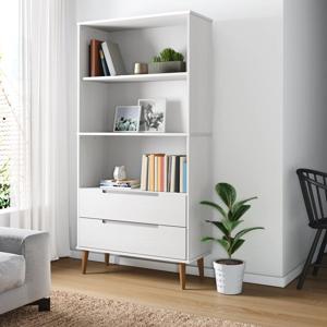 Boekenkast MOLDE 85x35x170,5 cm massief grenenhout wit SKU: V350541