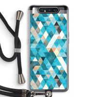 Gekleurde driehoekjes blauw: Samsung Galaxy A80 Transparant Hoesje met koord