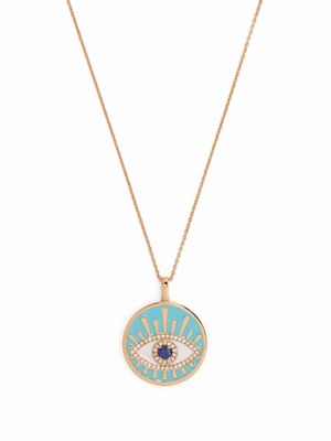 Monan collier Evil Eye en or rose 18ct orné d'émail et diamants