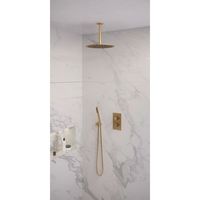 Regendoucheset Inbouw Brauer Gold Edition Thermostatisch 30 cm met 3-Weg Omstelling, Plafondarm en Staaf Handdouche Geborsteld Goud Brauer Regendoucheset Inbouw Brauer Gold Edition Thermostatisch 30 cm met 3-Weg Omstelling, Plafondarm en Staaf Handdouche Geborsteld Goud Brauer