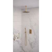 Regendoucheset Inbouw Brauer Gold Edition Thermostatisch 30 cm met 3-Weg Omstelling, Plafondarm en Staaf Handdouche Geborsteld Goud Brauer