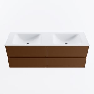 MONDIAZ VICA 140cm badmeubel onderkast Rust 4 lades. Wastafel CLOUD dubbel 2 kraangaten, kleur Talc.