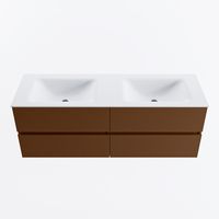 MONDIAZ VICA 140cm badmeubel onderkast Rust 4 lades. Wastafel CLOUD dubbel 2 kraangaten, kleur Talc.
