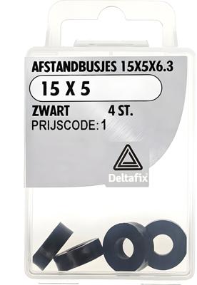 Afst.bus 15x5x6.3 zwart 4st - Deltafix
