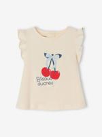 T-shirt babymeisje met fantasiepatroon van biologisch katoen ecru