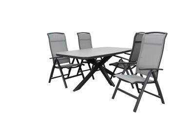 Qopps Vakio tuintafel met 4 Houston verstelbare tuinstoelen Qopps Vakio tuintafel met 4 Houston verstelbare tuinstoelen