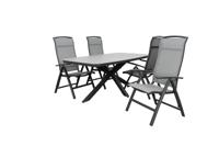 Qopps Vakio tuintafel met 4 Houston verstelbare tuinstoelen