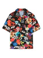 Moschino Kids chemise en coton à fleurs - Noir