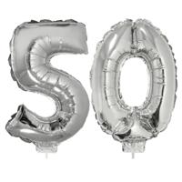 60 jaar leeftijd feestartikelen - versiering cijfers - ballonnen op stokje - van 41 cm