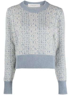 Golden Goose pull en maille à logo intarsia - Bleu