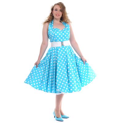 Polka Dress Turquoise/White-44 (NL)/ 18 (UK) | 32% korting