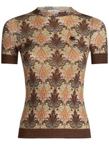 ETRO paisley-print ribbed-knit top - Marron