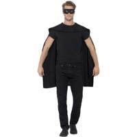 Cape met oogmasker - verkleed kleding - voor volwassenen - zwart - 100 cm - superheld