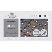 Kerstverlichting - warm wit - 150 cm - 20 led lampjes - zwart snoer - op batterijen Kerstverlichting - warm wit - 150 cm - 20 led lampjes - zwart snoer - op batterijen