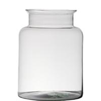 Hakbijl glass bloemenvaas - transparant - D19 x H25 cm - glas - melkbus model   -