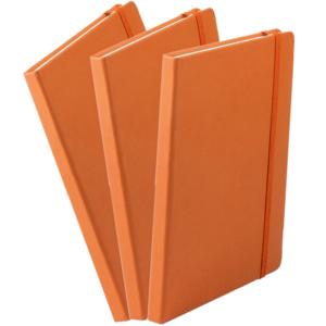 Notitieboekje - 3x - met elastiek - A5 - oranje - 100 paginas - opschrijfboekjes - lue schriften