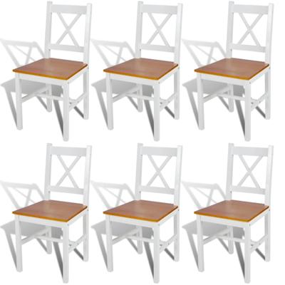 Eetkamerstoelen 6 st grenenhout wit