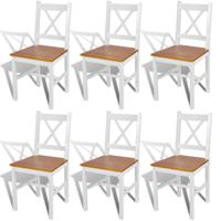 Eetkamerstoelen 6 st grenenhout wit