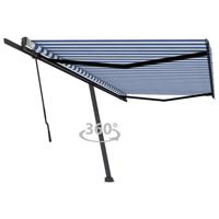 Luifel vrijstaand handmatig uittrekbaar 500x350 cm blauw en wit