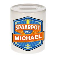 Kinder spaarpot met naam - Michael - keramiek - met dop - wit - Sparen - Spaargeld van Michael