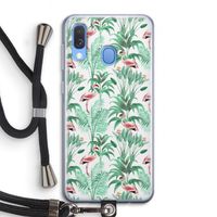 Flamingo bladeren: Samsung Galaxy A40 Transparant Hoesje met koord