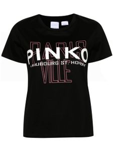 PINKO t-shirt en coton à logo imprimé - Noir