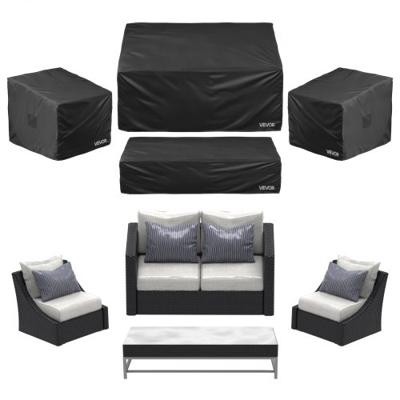 VEVOR 4-delige hoes voor tuinmeubelen, robuuste, waterdichte hoezen voor tuintafels voor alle weersomstandigheden, 420D Oxford-stof, zwart