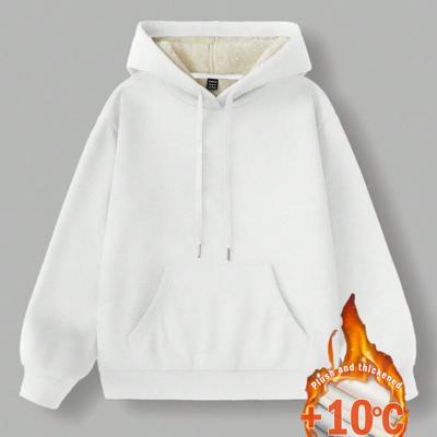 Bon&Bon Women's Loose Casual Gray Hoodie | Warm Long Sleeve Pullover White / L