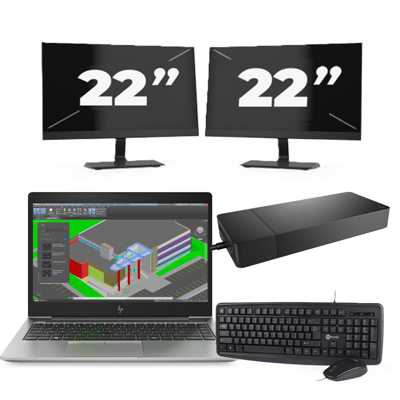 HP ZBook 14u G5 - Intel Core i7-8e Generatie - 14 inch - 16GB RAM - 256GB SSD - Windows 11 + 2x 22 inch Monitor