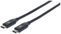 Manhattan USB-kabel USB 3.2 Gen1 (USB 3.0 / USB 3.1 Gen1) USB-C stekker, USB-C stekker 1.00 m Zwart UL gecertificeerd 353526 - thumbnail