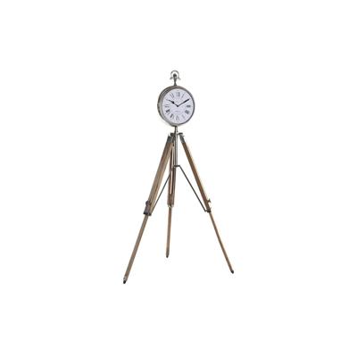 Tafelklok DKD Home Decor 22 x 40 x 80 cm Natuurlijk Zilverkleurig Aluminium Statief Mangohout Traditioneel