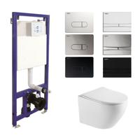 Toiletset Budget 93 Mudo Randloos Met Zitting Mat Wit Met B&W Drukplaat