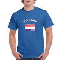 Heren shirt blauw met de Hollandse vlag XL  -