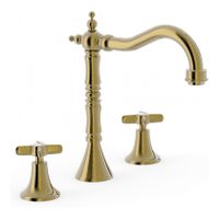 Wastafelkraan Tres Classic | Opbouw | Mengkraan | Standaard model | 2-hendels | Rond | Oud messing glans