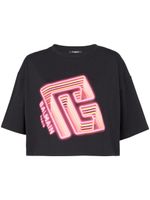 Balmain t-shirt crop à logo imprimé - Noir