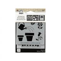 FolkArt • stencil bloempot x3