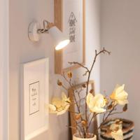 Wandlamp wit hout 'Anna' verstelbaar design metaal GU10 fitting Wandlamp wit hout 'Anna' verstelbaar design metaal GU10 fitting